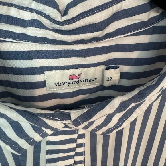 Vineyard Vines Navy and White Striped Button Down Shirt Dress - Picture 2 of 2